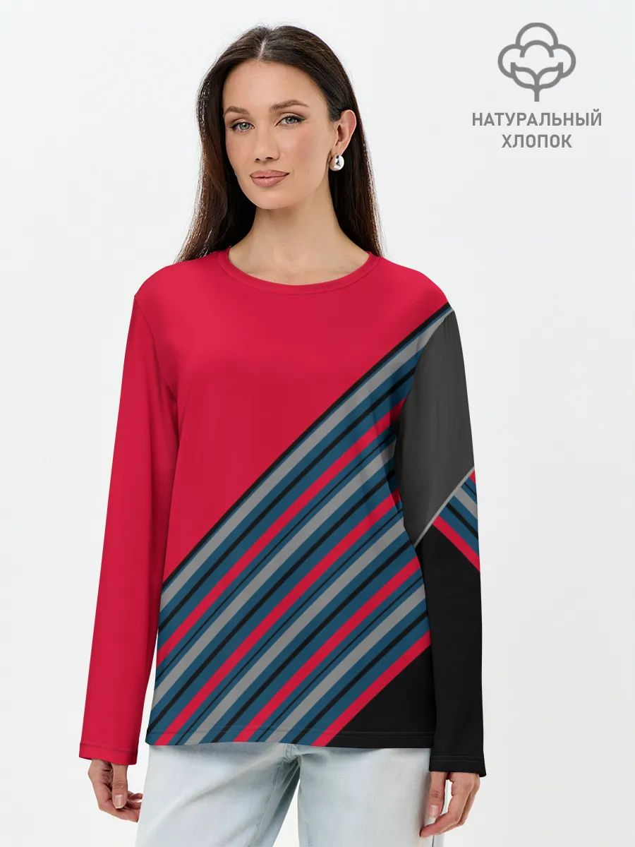 Лонгслив женский. Хлопок / Абстрактный асимметричный