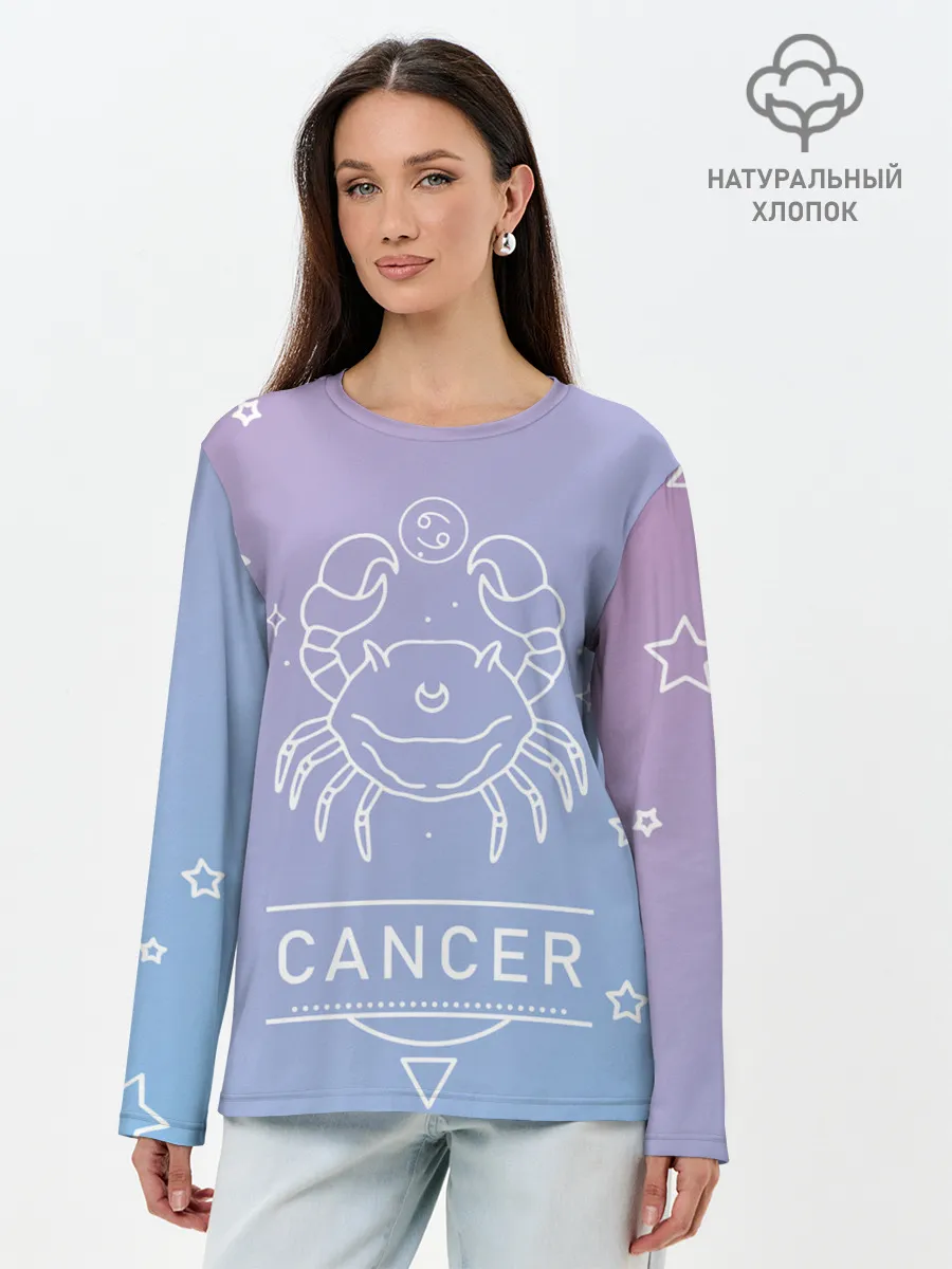 Лонгслив женский. Хлопок / Знак Рак
