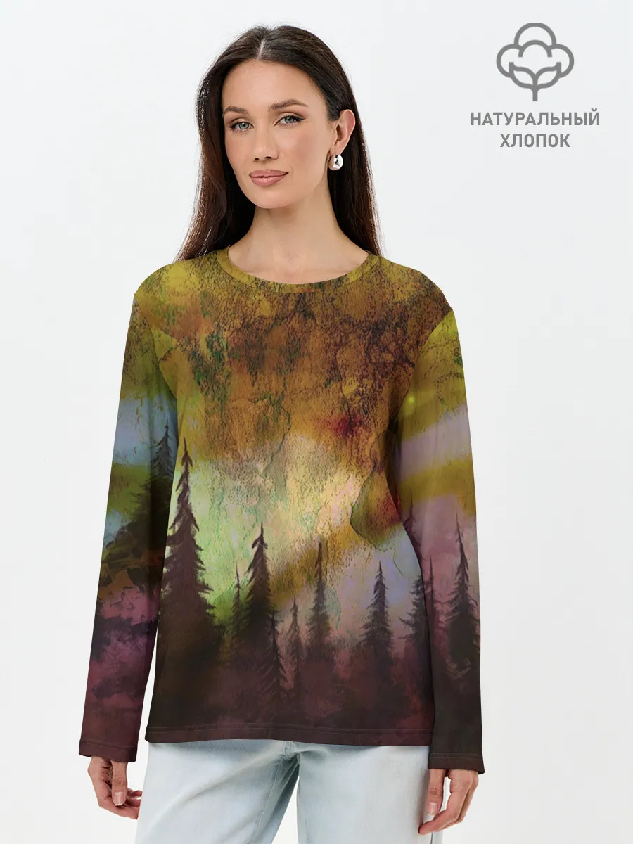 Лонгслив женский. Хлопок / СТРАШНЫЙ ЛЕС