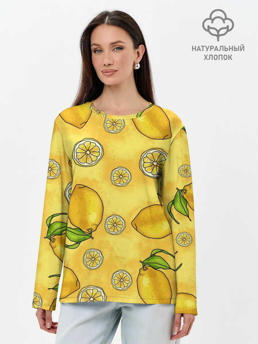 Лонгслив женский. Хлопок / Лимончик