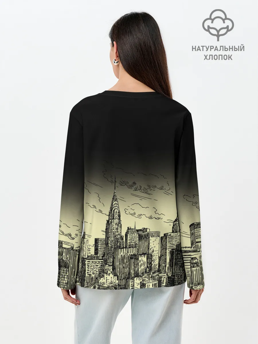 Лонгслив женский. Хлопок / Нью-Йорк