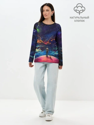 Лонгслив женский. Хлопок / Глубокий космос
