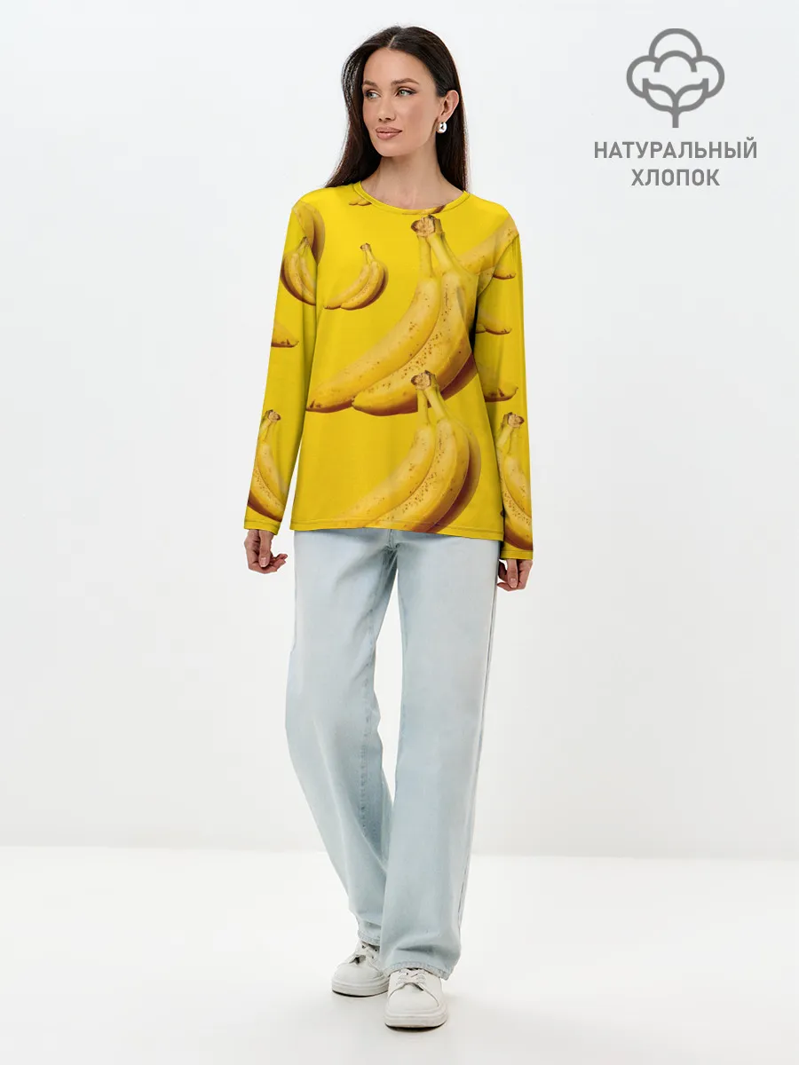Лонгслив женский. Хлопок / Банановый рай