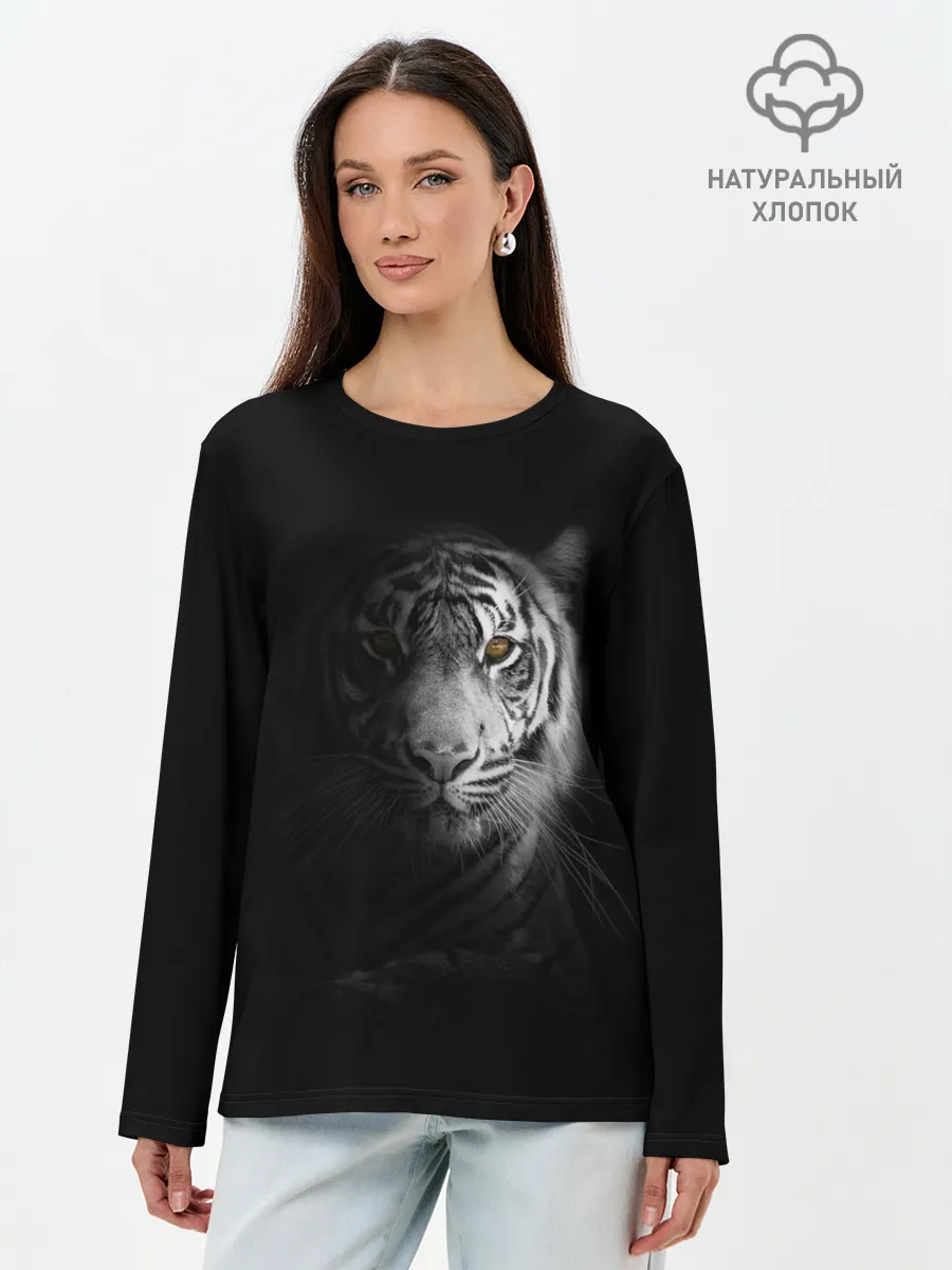 Лонгслив женский. Хлопок / БЕЛЫЙ ТИГР