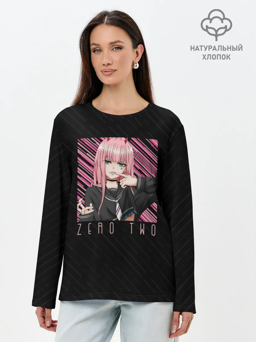Лонгслив женский. Хлопок / Zero Two в квадрате