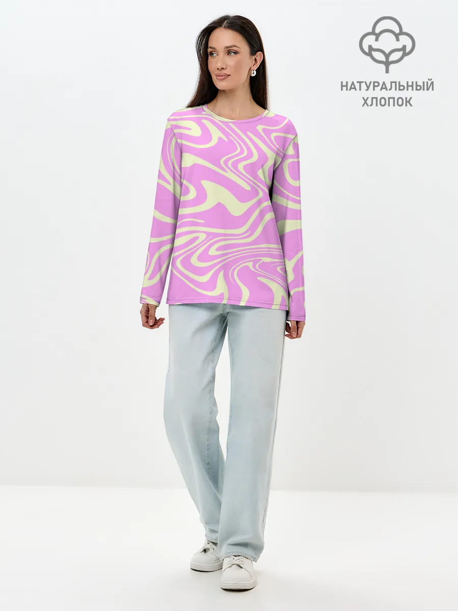 Лонгслив женский. Хлопок / Лолипоп абстракция