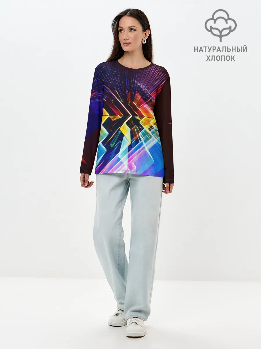 Лонгслив женский. Хлопок / Цифровая радуга