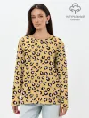 Лонгслив женский. Хлопок / Желтый леопардовый принт