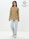 Лонгслив женский. Хлопок / Желтый леопардовый принт