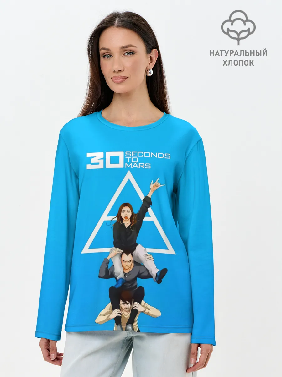 Лонгслив женский. Хлопок / Группа 30 Seconds to Mars