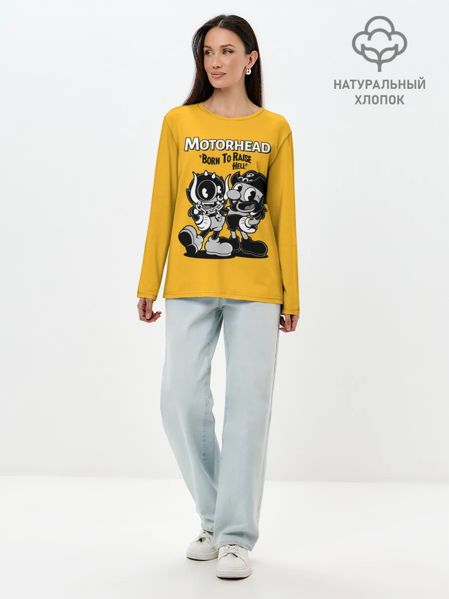 Лонгслив женский. Хлопок / Motorhead x Cuphead