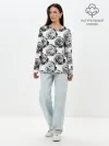 Лонгслив женский. Хлопок / Черно-белый абстрактный узор