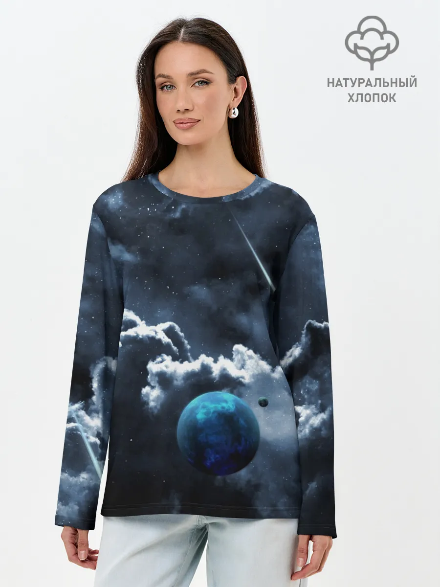 Лонгслив женский. Хлопок / КОСМИЧЕСКИЕ ОБЛАКА
