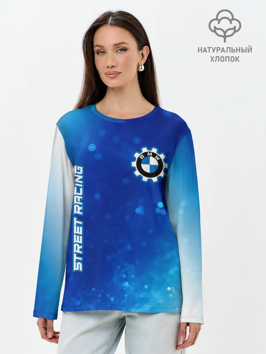 Лонгслив женский. Хлопок / БМВ - Racing