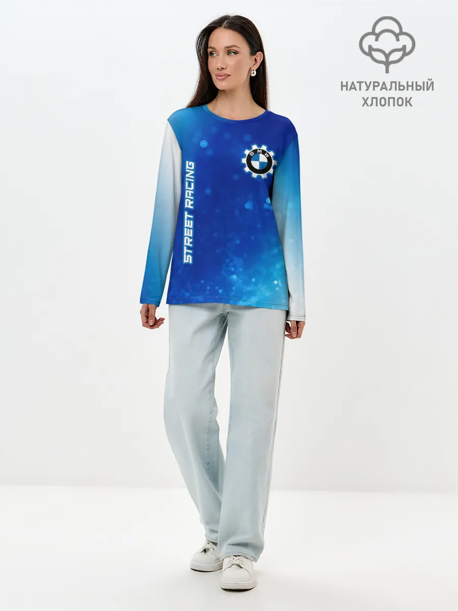 Лонгслив женский. Хлопок / БМВ - Racing
