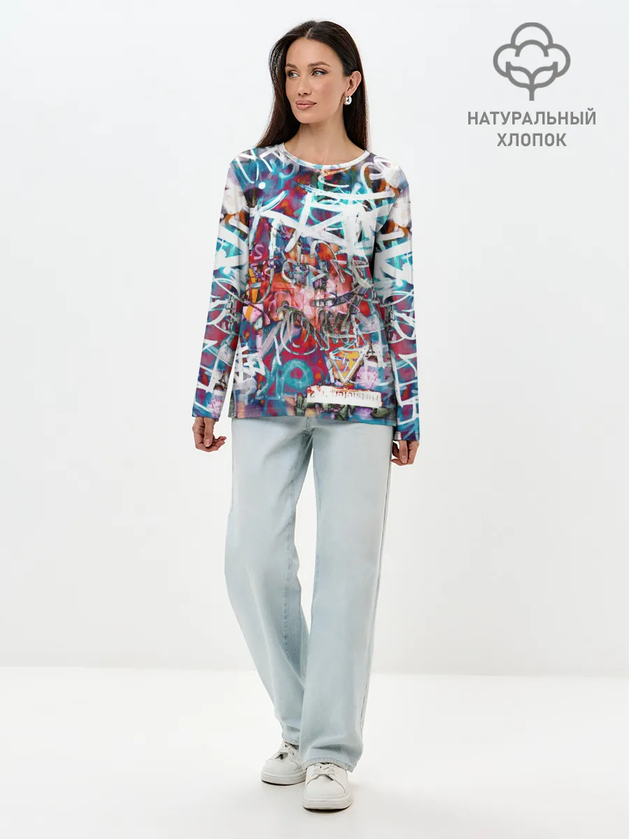 Лонгслив женский. Хлопок / Wall graffiti