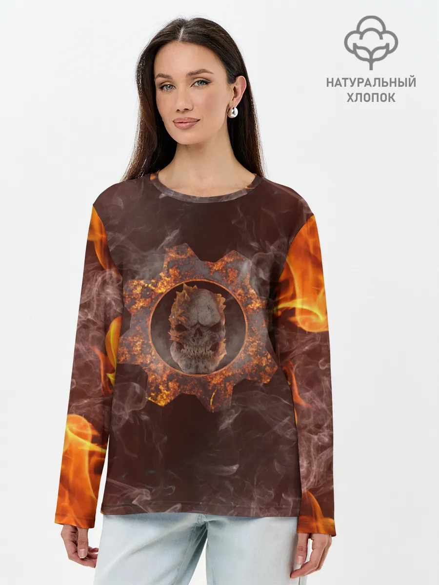 Лонгслив женский. Хлопок / ШЕСТЕРНЯ | GEARS OF WAR