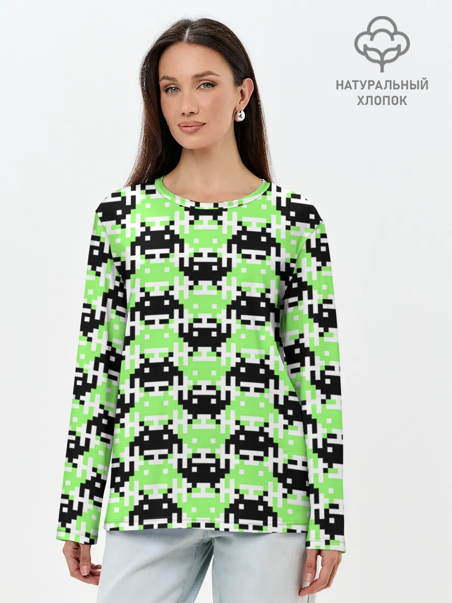 Лонгслив женский. Хлопок / Space Invaders | Old game