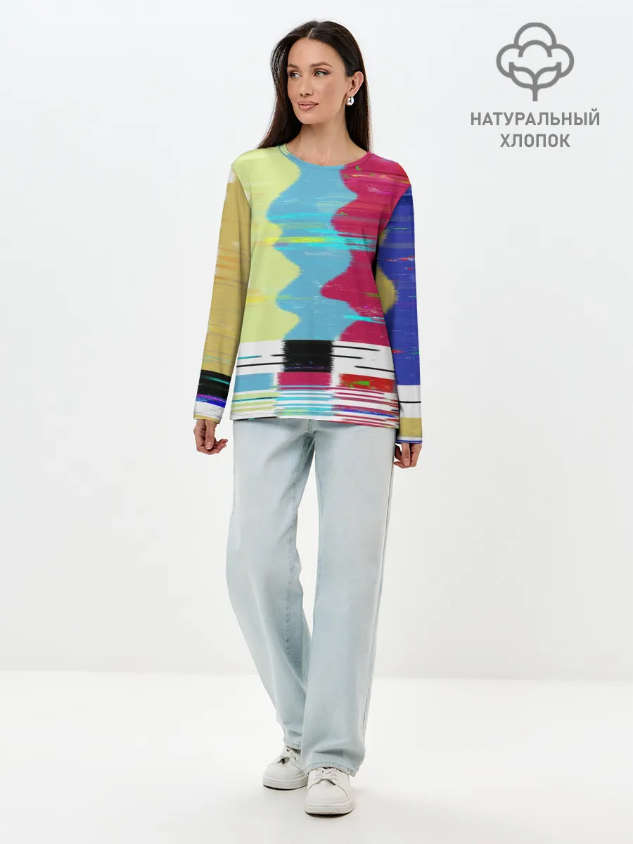 Лонгслив женский. Хлопок / TV glitch