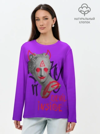 Лонгслив женский. Хлопок / Вандал Арт, ДЬЯВОЛ градиент