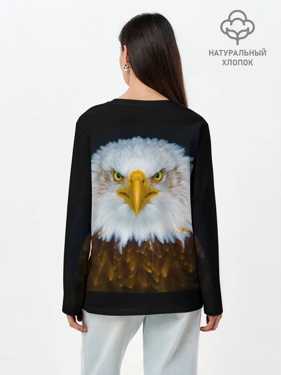 Лонгслив женский. Хлопок / Белоголовый орлан