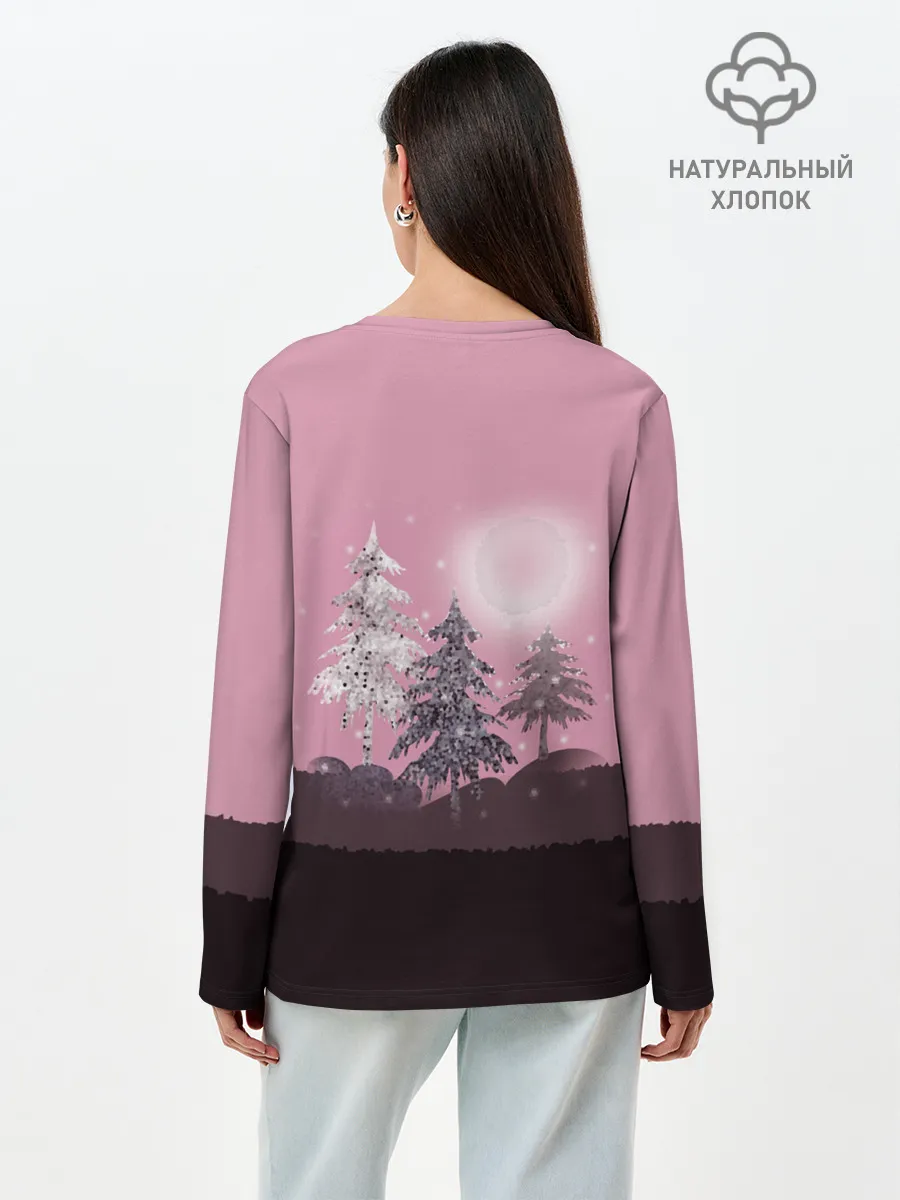 Лонгслив женский. Хлопок / Розовое сияние