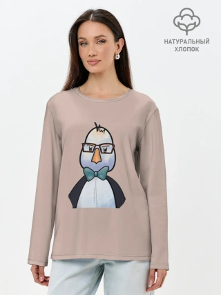 Лонгслив женский. Хлопок / Умная птица