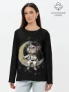 Лонгслив женский. Хлопок / КОТИК НА ЛУНЕ
