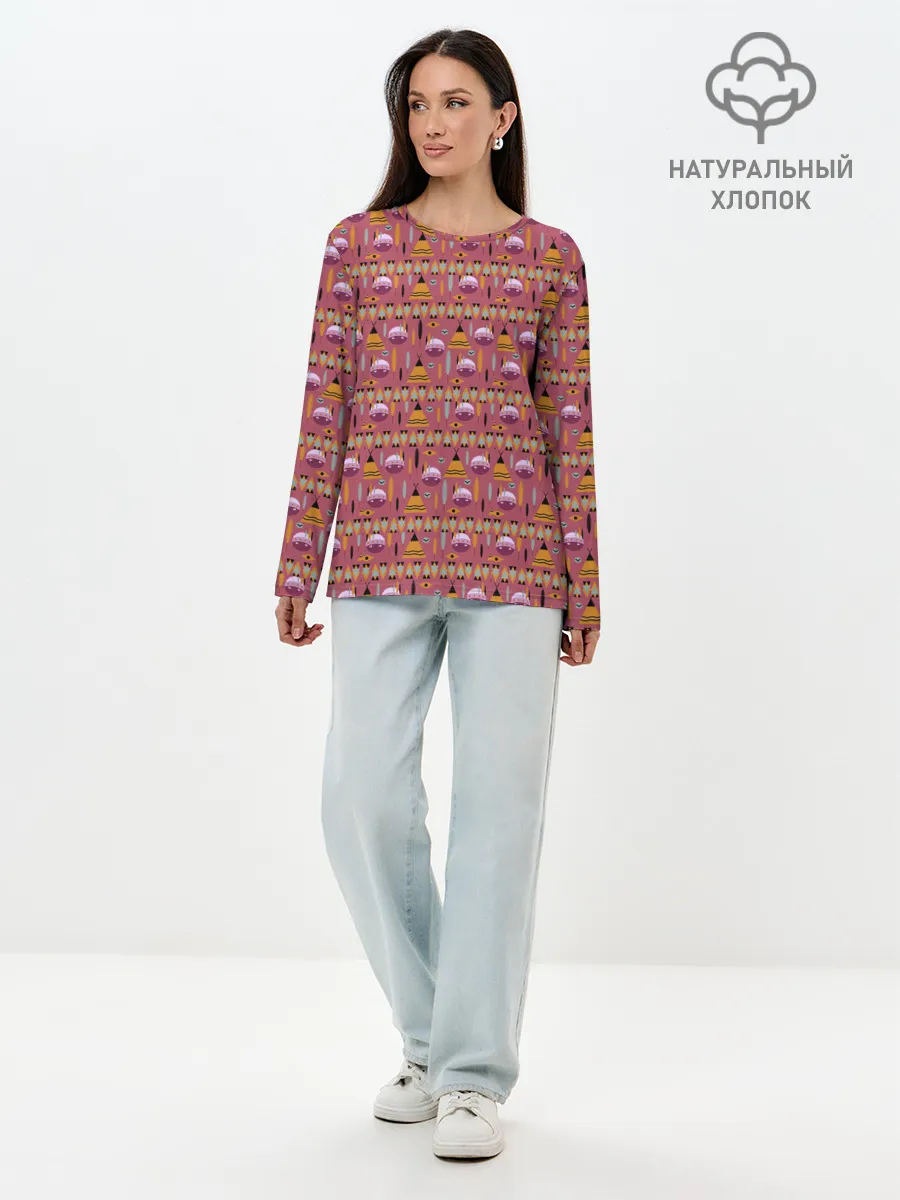 Лонгслив женский. Хлопок / Детский узор