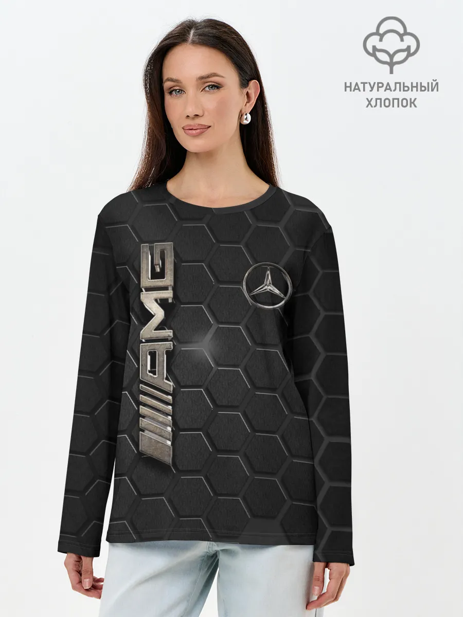 Лонгслив женский. Хлопок / MERCEDES LOGO BRONZE
