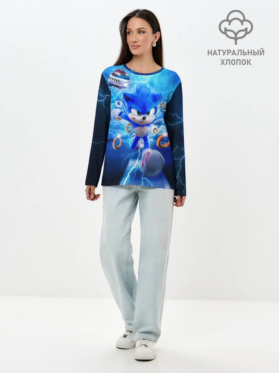 Лонгслив женский. Хлопок / SONIC | СИНИЙ ЁЖ