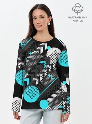 Лонгслив женский. Хлопок / Геометрическая форма