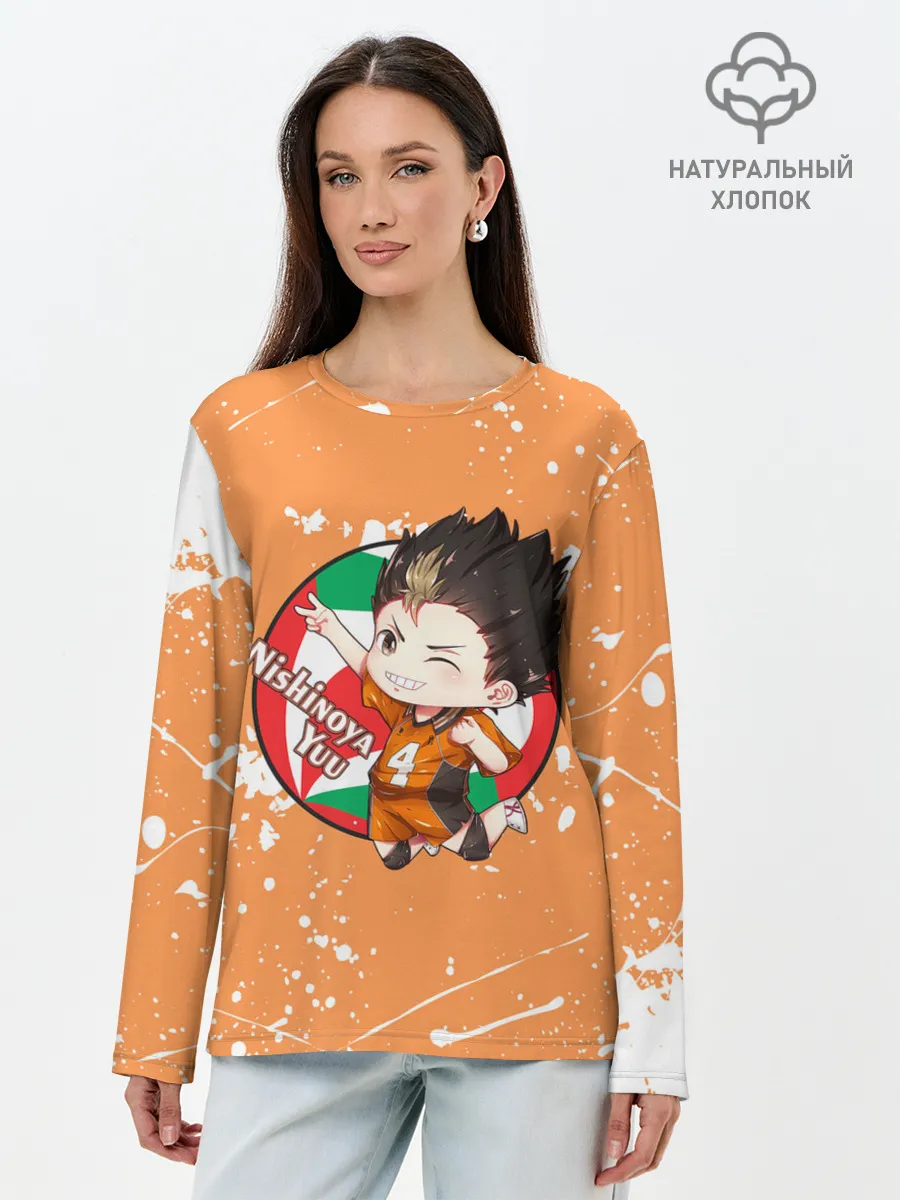 Лонгслив женский. Хлопок / Nishinoya Yuo | Haikyu | Волейбол