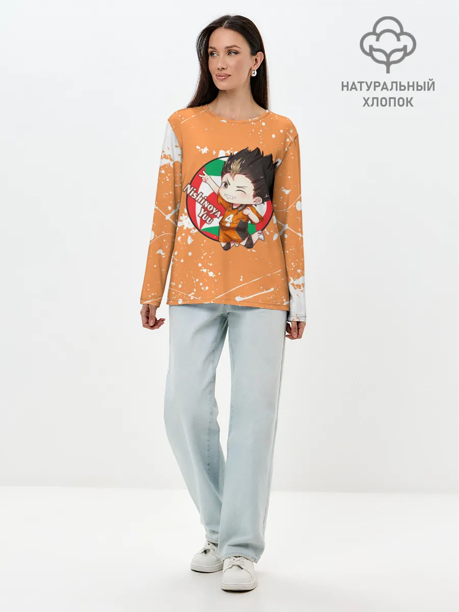 Лонгслив женский. Хлопок / Nishinoya Yuo | Haikyu | Волейбол