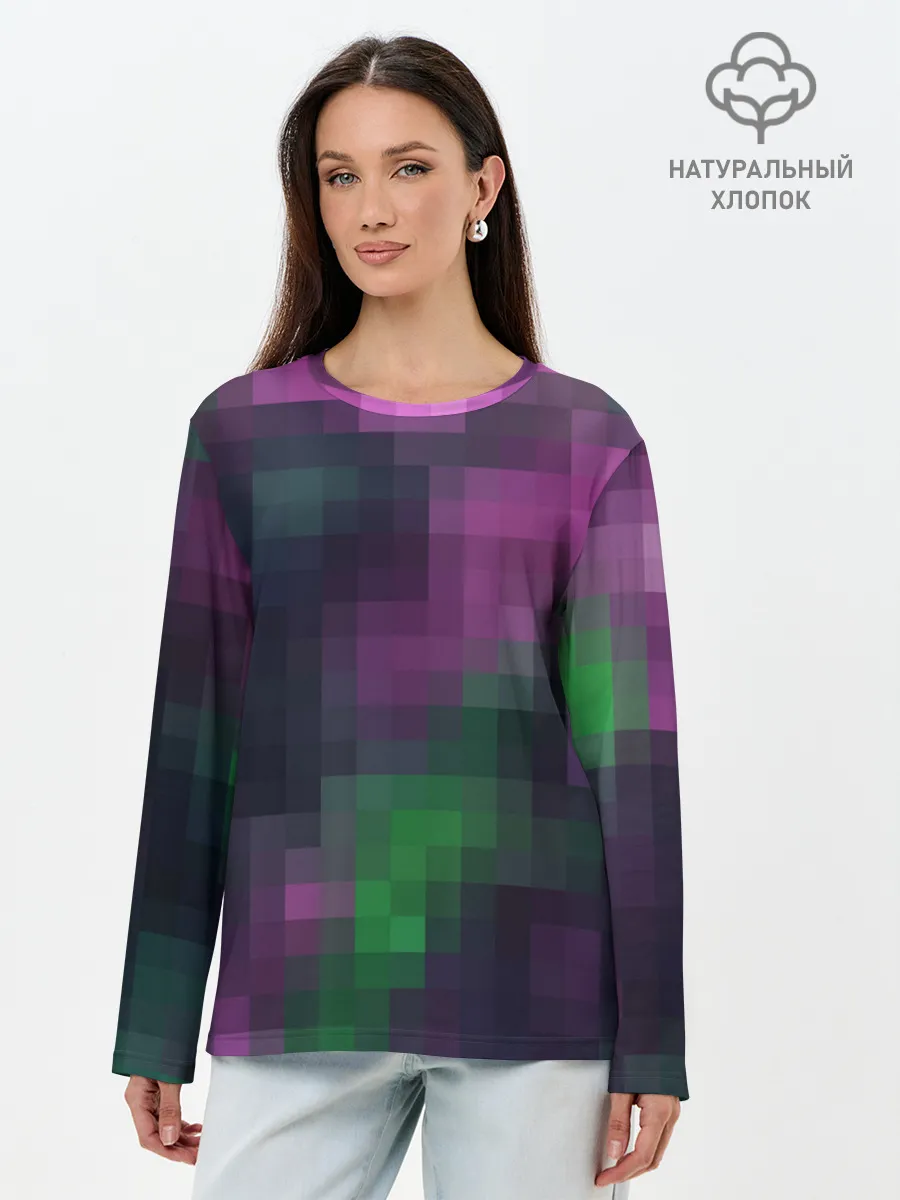 Лонгслив женский. Хлопок / Разноцветный геометрический уз