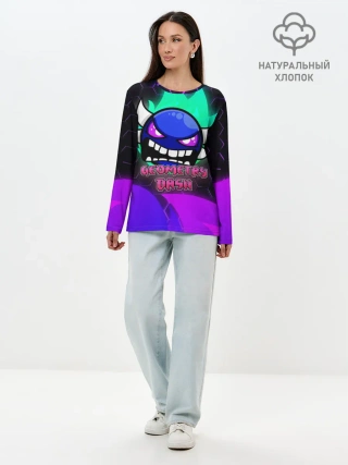 Лонгслив женский. Хлопок / Geometry Dash