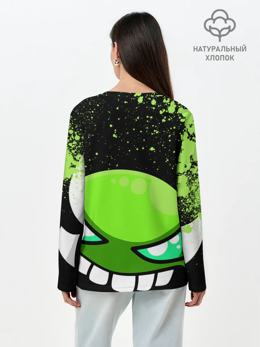 Лонгслив женский. Хлопок / Geometry Dash