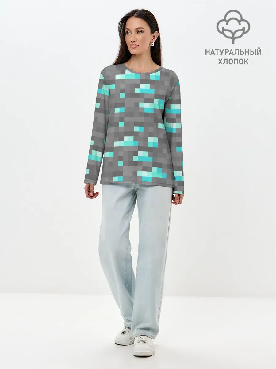 Лонгслив женский. Хлопок / Алмазы