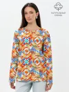 Лонгслив женский. Хлопок / Летний абстрактный узор
