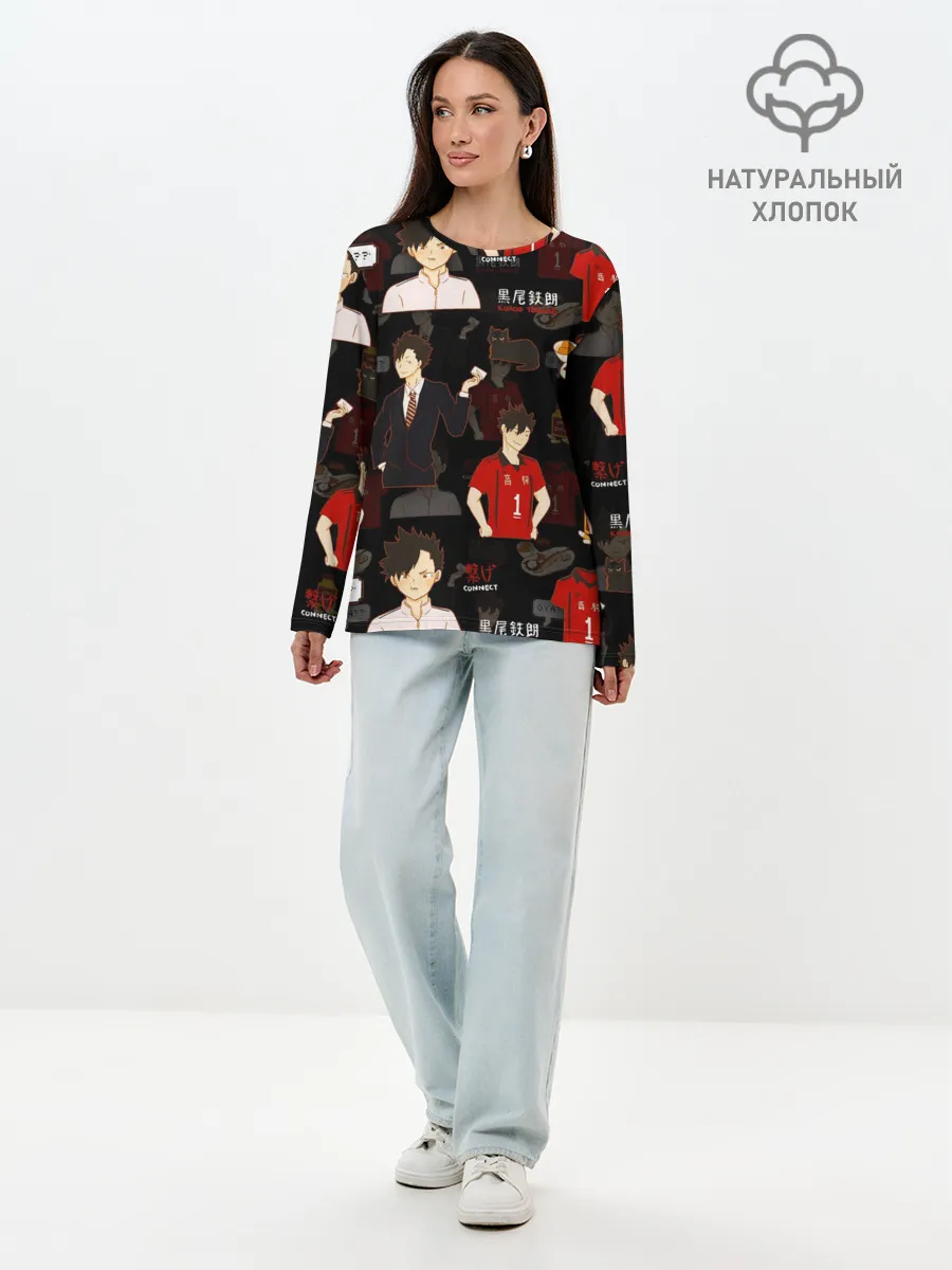 Лонгслив женский. Хлопок / КУРОО ТЕЦУРО / TETSURO