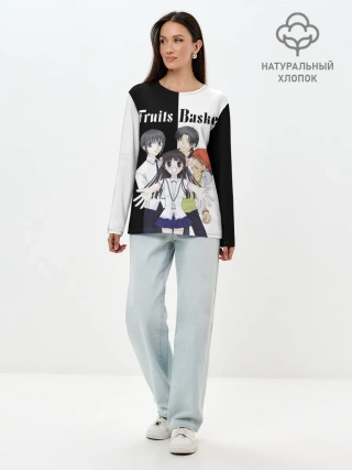 Лонгслив женский. Хлопок / Корзинка фруктов персонажи