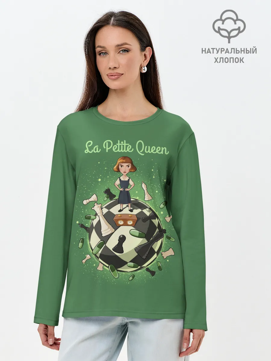 Лонгслив женский. Хлопок / Королева шахматного мира