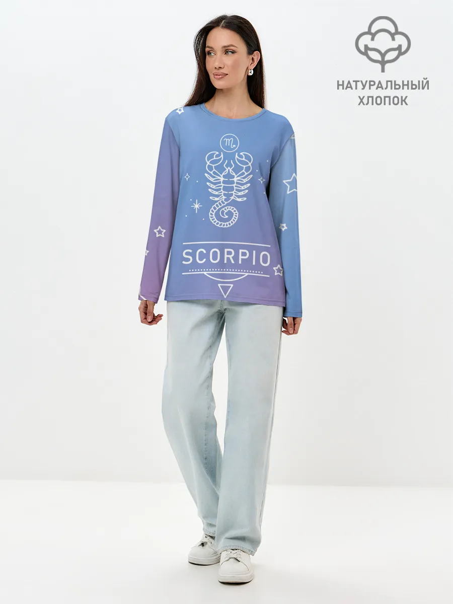 Лонгслив женский. Хлопок / Знак Скорпион