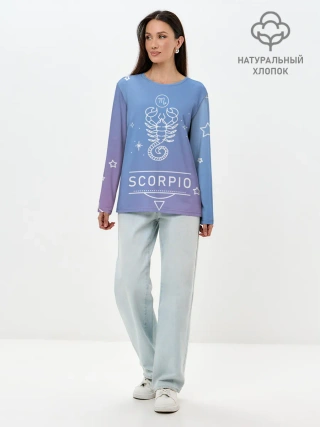 Лонгслив женский. Хлопок / Знак Скорпион