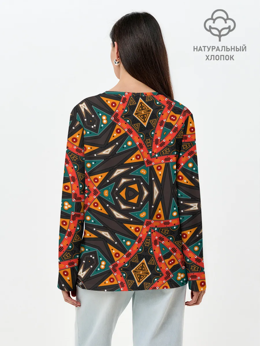 Лонгслив женский. Хлопок / Абстрактный арабский узор