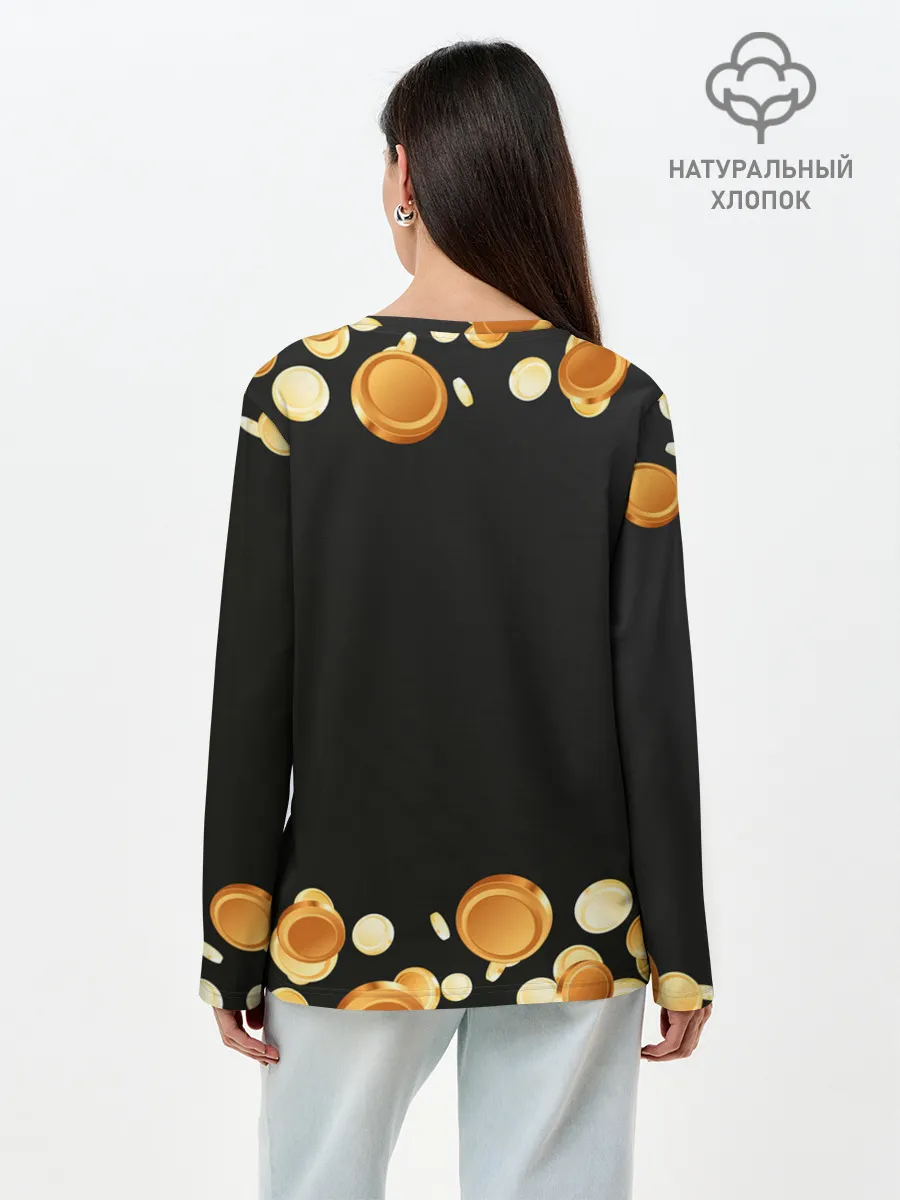 Лонгслив женский. Хлопок / Криптовалюта | Crypto