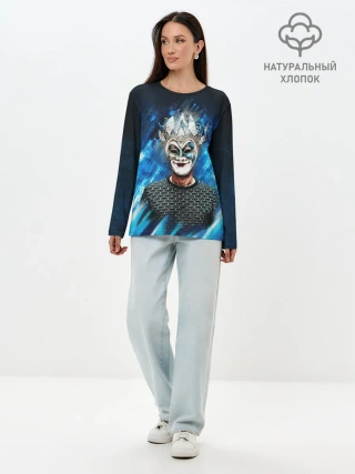 Лонгслив женский. Хлопок / Boris Brejcha Blue