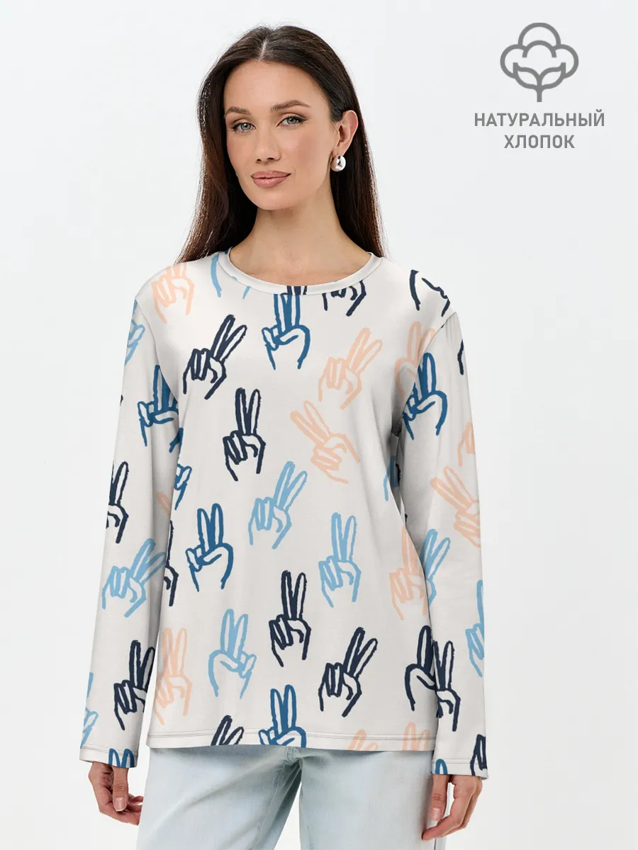 Лонгслив женский. Хлопок / Знаки победы