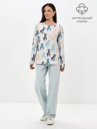 Лонгслив женский. Хлопок / Знаки победы