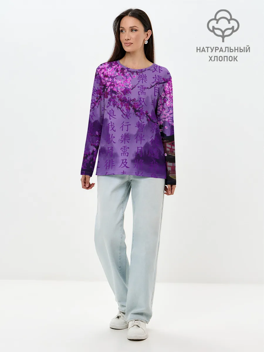 Лонгслив женский. Хлопок / фиолетовый китай